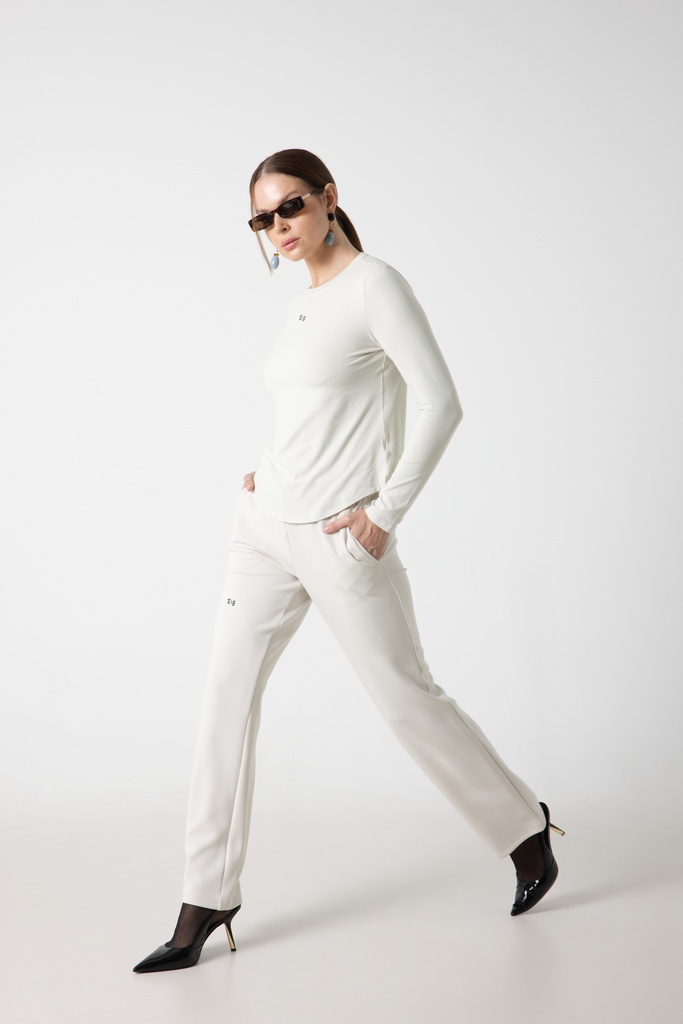 White Core Lounge Straight Pants