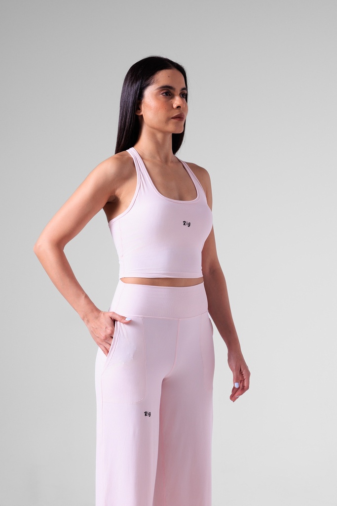 Baby Pink Body Ribbed Bra Top