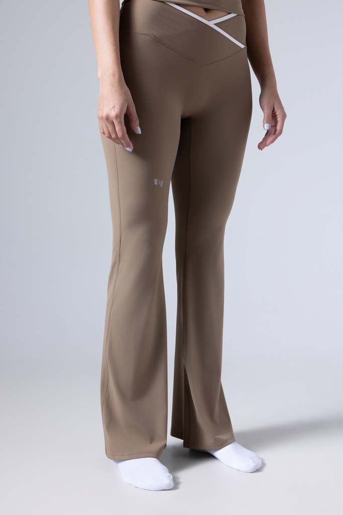 Khaki Stripe Flared Active Pants