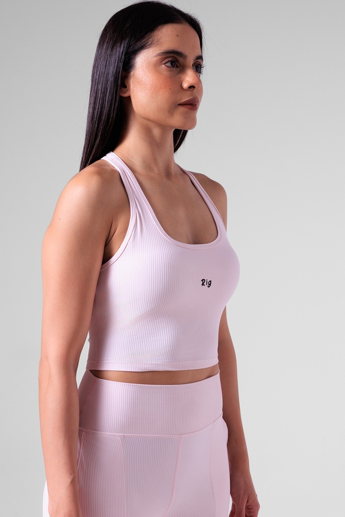 Baby Pink Body Ribbed Bra Top